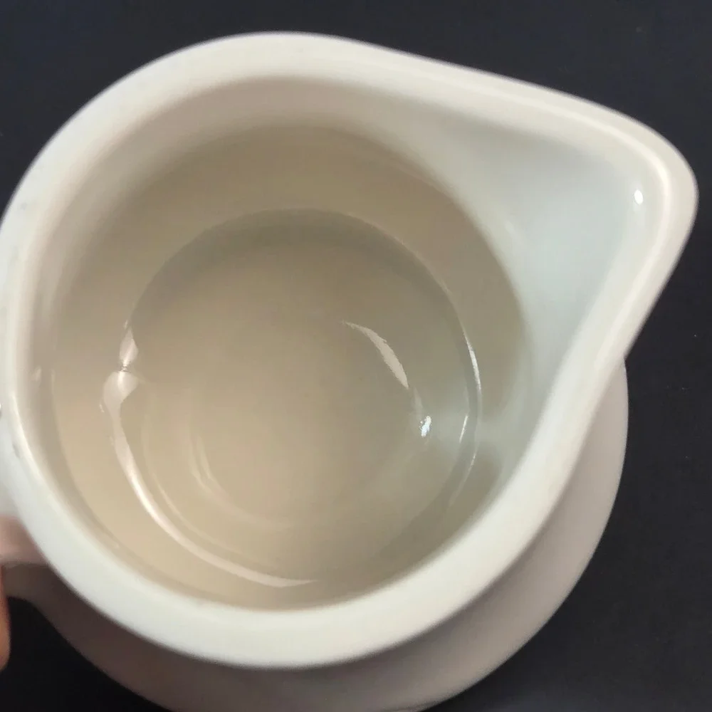 Vintage White Ironstone Creamer Pitcher Fleur De Lis Bottom Mark Farmhouse Decor